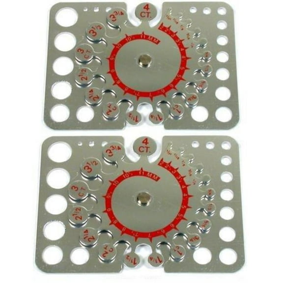 2 Round Gemstones Diamond Carat & Weight Sizing Gauge Jewelers Measuring Tools