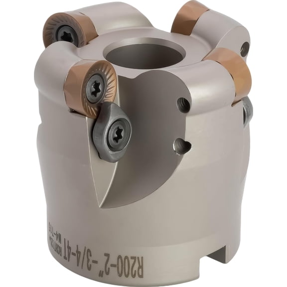 2" Round Insert Indexable Face (Shell) Mill, 3/4" Arbor Hole Diameter, 4 Flute, with 4 pcs RCKT1204 Carbide Inserts