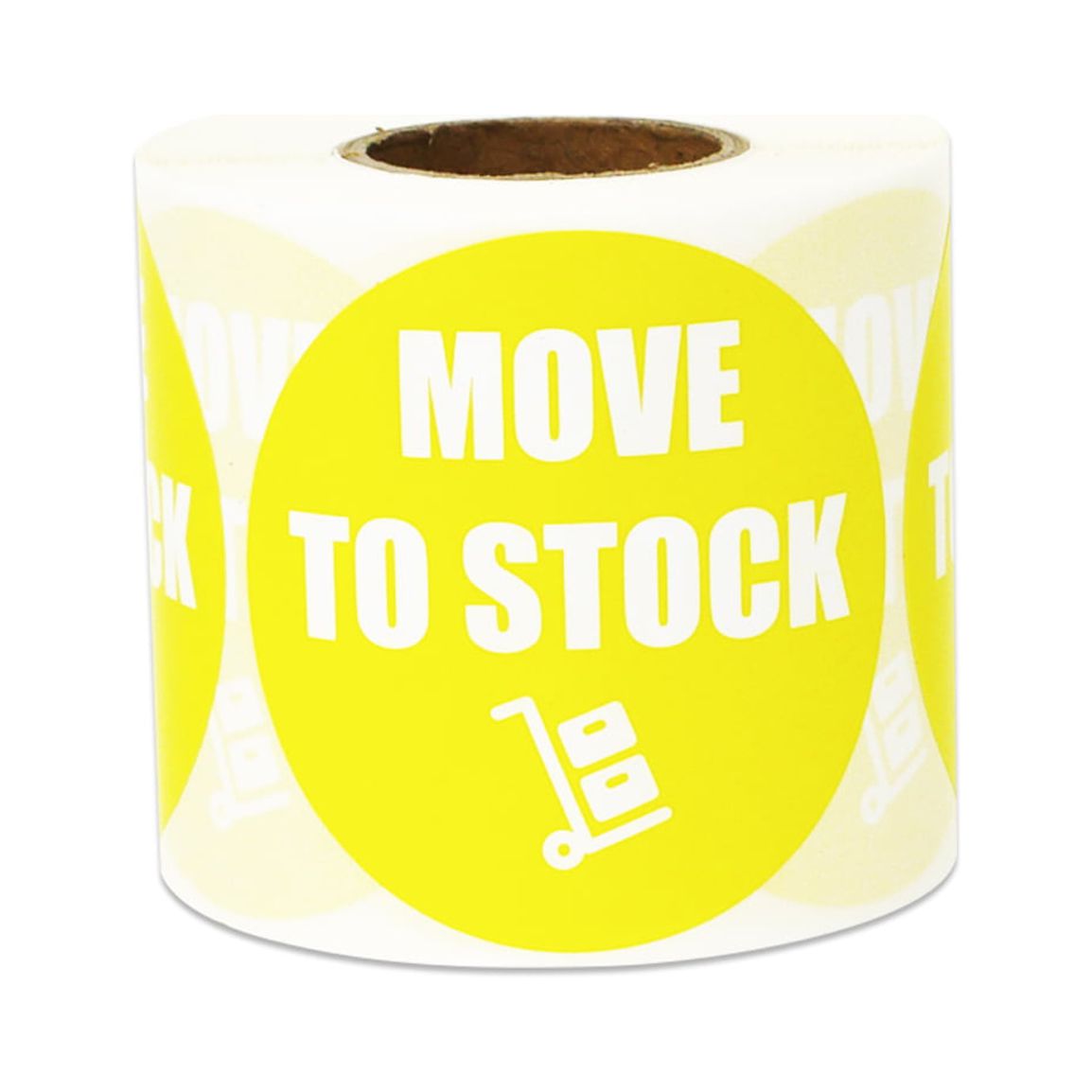 2" Round Move to Stock Stickers Labels for Inventory & Quality Control (10 Rolls / Yellow