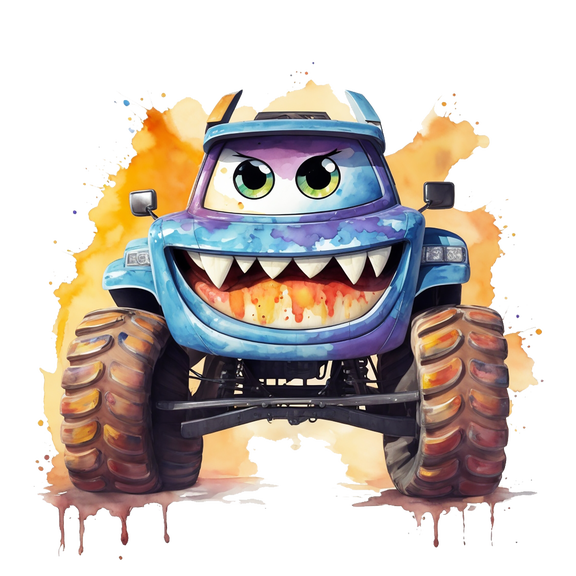Blue Monster Truck Edible Image Cupcake & Cookie Toppers, by TNCT (12 Count)