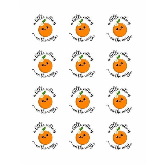 2" Round Pre-Cut Little Cutie Is On The Way Edible Image Cupcake Toppers By TNCT