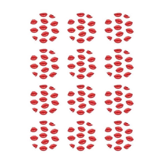 Red Kissy Lipstick Pattern Edible Image Cupcake & Cookie Toppers, by TNCT (12 Count)
