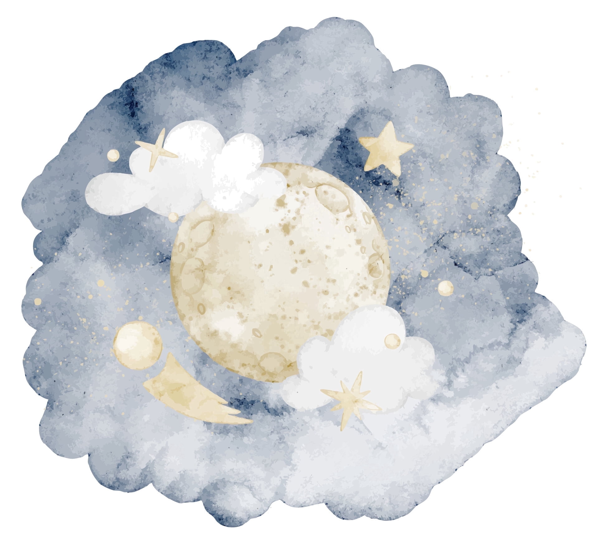 Watercolor Full Moon Edible Image Cupcake Toppers, by TNCT (12 Count