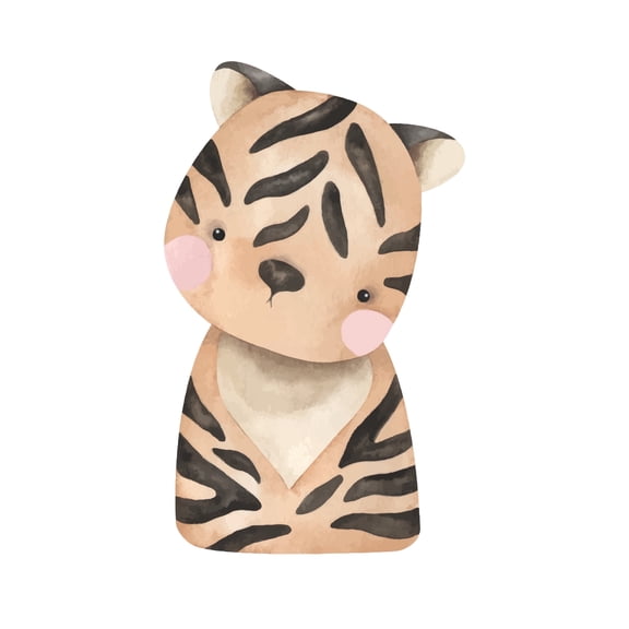 Watercolor Tiger Edible Image Cupcake & Cookie Toppers, by TNCT (12 Count)