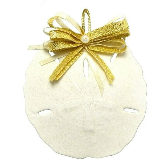 2 Round Sand Dollar Christmas Holiday Ornaments 3-4" (Set of 2)
