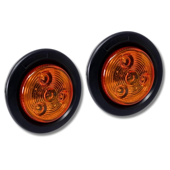 2" Round Trailer 3 LED Clearance Side Marker Lights DOT FMVSS 108 2x Amber IP67