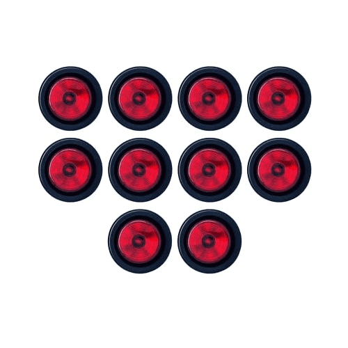All Star Truck Parts 2" Round Trailer 9 LED Clearance Side Marker Lights DOT FMVSS 108 10x Red