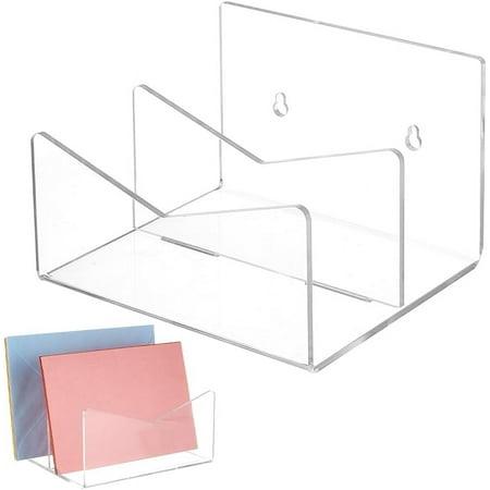 2-Row Acrylic Wall Mounted Mail Display Stands Clear 15x13.5x10cm DIY Clear