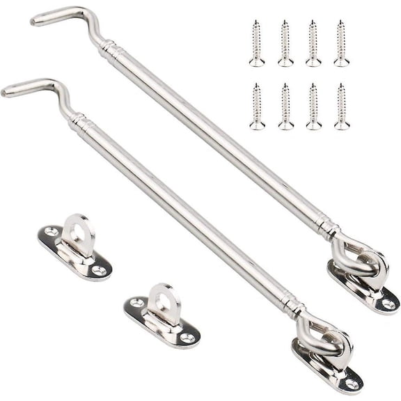 Stainless Steel Cabin Hook, Heavy Duty Gate Latch Lock Shed, Swing Door Latch, Window Hardware Silent Bracket with Screws, 205mm, Pack of 2,