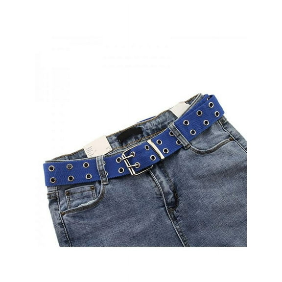 2-Row Metal Grommets Canvas Long Casual Belt