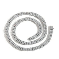 2 Row Tennis Necklace for Women 18K Gold Plated Round Cut Lab Diamond Necklace Chain CZ Necklaces for Women Party Prom Gemstone Necklaces (Width 6MM)