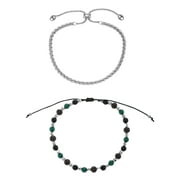 No Boundaries Men's Beaded and Chain Bracelet, Multicolor, 2 Pack