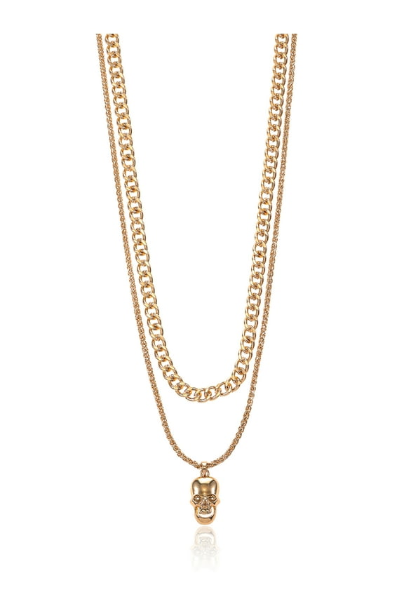 Men's Gold Necklace with Skull Pendant