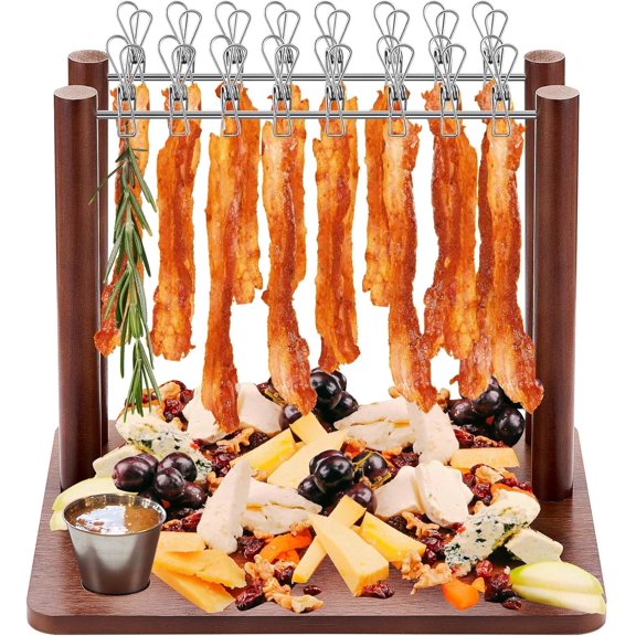 2 Rows Bacon Rack Tray 13 Inch Bacon Display Holder Simple, Quick, and Easy to Use Serving Dishes for Wedding Home House Warming Gifts