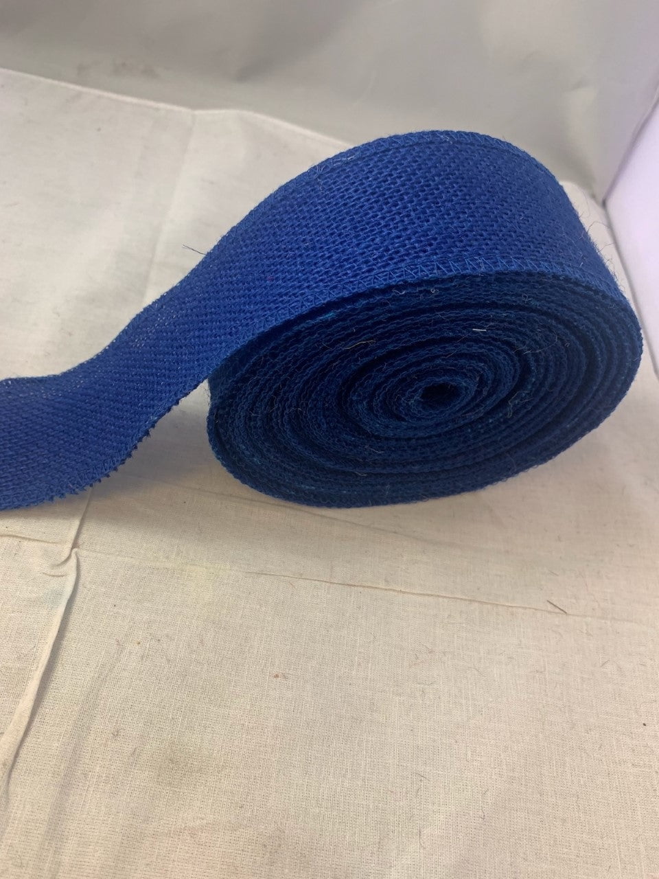 2 Royal Blue Burlap Ribbon 10 Yards Serged Made In Usa-,