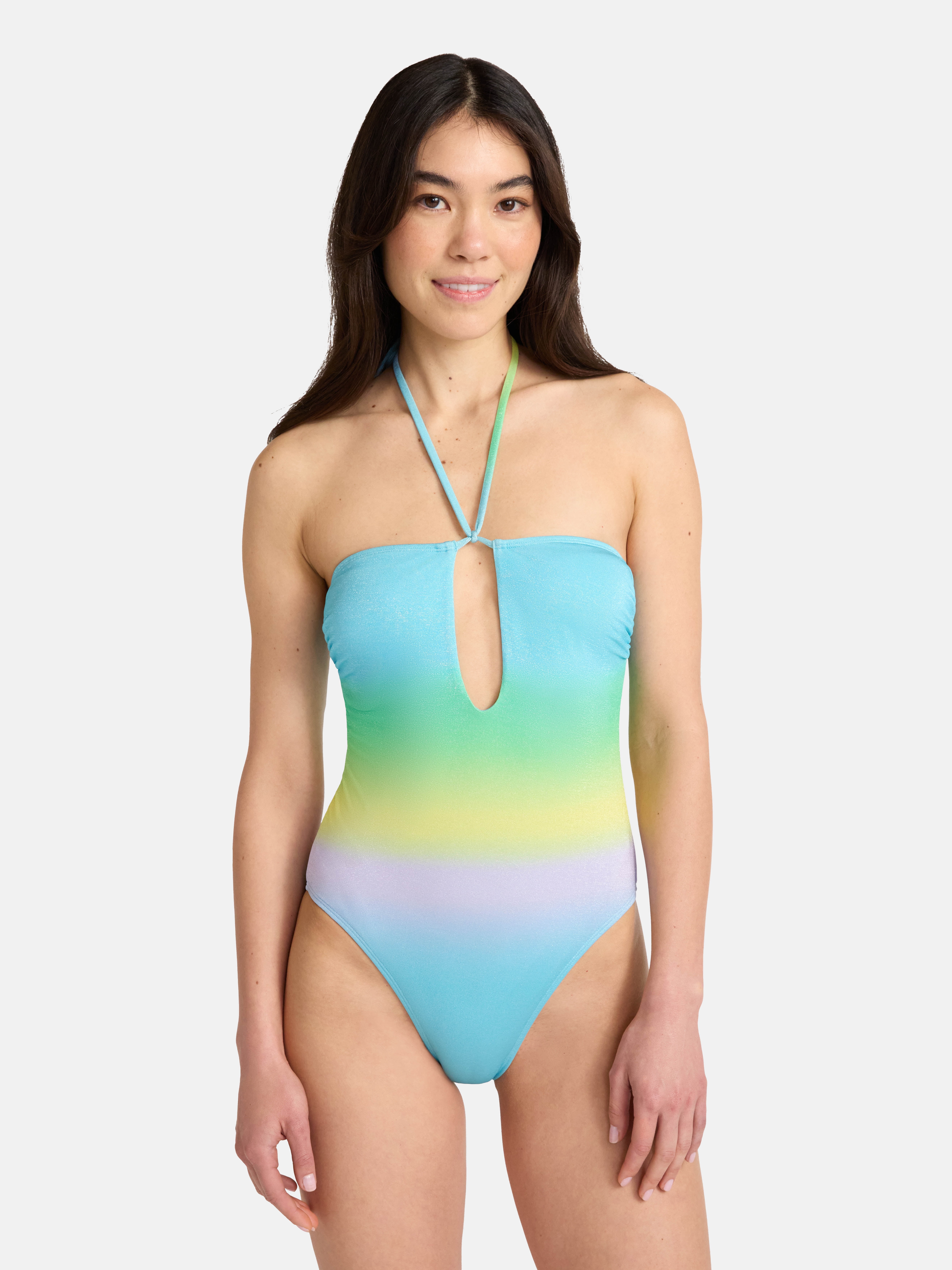 No Boundaries Tie Neck One Piece Swimsuit, Women’s