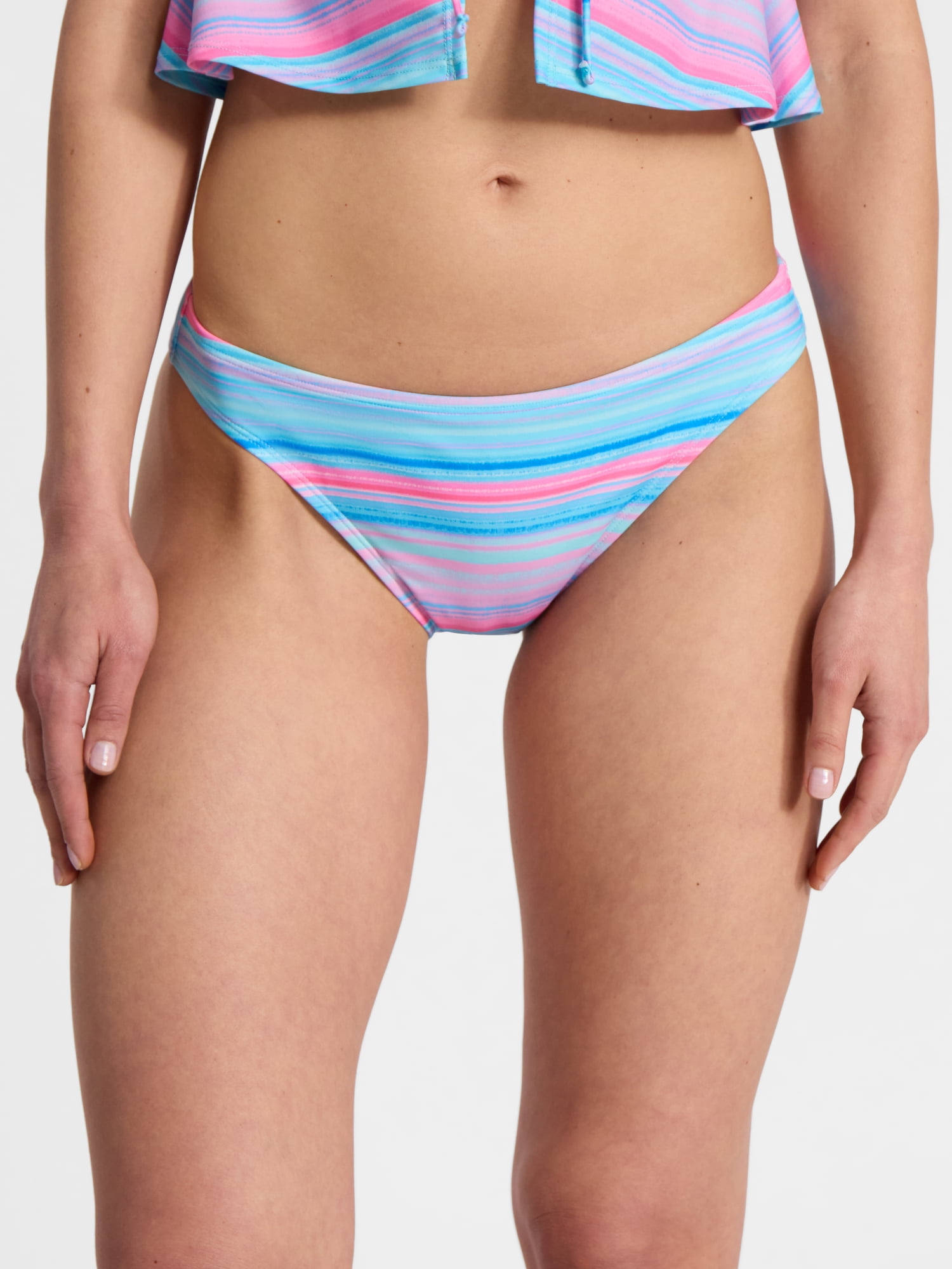 No Boundaries Multi Stripe Bikini Bottoms, Women’s