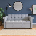 thumbnail image 1 of 2-SEATER CONVERTIBLE VELVET LOVESEAT SOFA BED – GRAY PULL-OUT SLEEPER COUCH WITH SIDE POCKET, COMPACT DESIGN FOR SMALL SPACES, APARTMENT, GUEST ROOM, 1 of 5