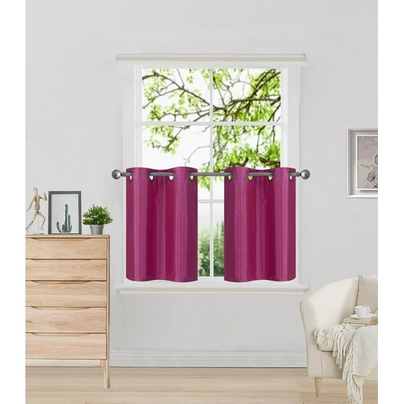 2 SOLID SHORT GROMMET PANELS WINDOW CURTAINS FOR ANY ROOM 24" OR 36" LENGTH