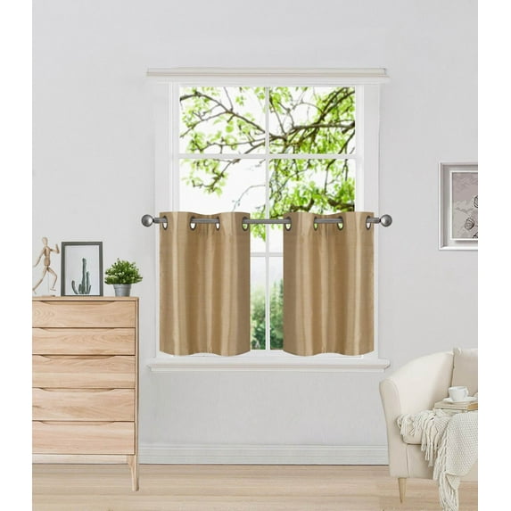 2 SOLID SHORT GROMMET PANELS WINDOW CURTAINS FOR ANY ROOM 24" OR 36" LENGTH