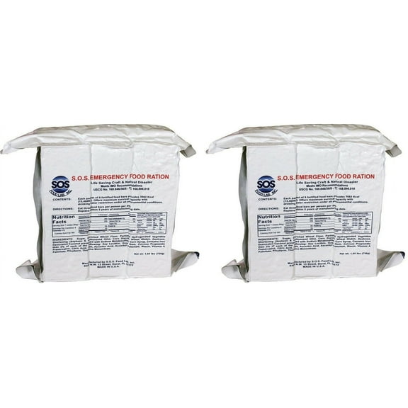 (2) SOS Rations EMERGENCY Disaster 3600 Calorie Food Bar Survival 3 Day 72 Hour