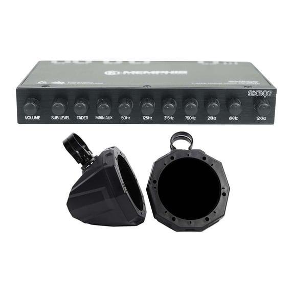 (2) SSV Works 6.5" Tower Speaker Pod Enclosures w/1.85" Clamps+Memphis 7-Band EQ