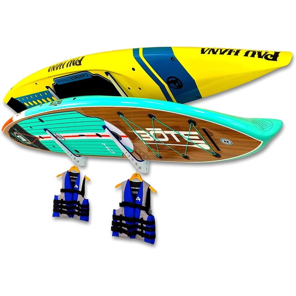 2 SUP Wall Storage Rack, Adjustable Metal Paddleboard Home and Garage Organizer, Best Hanger Mount