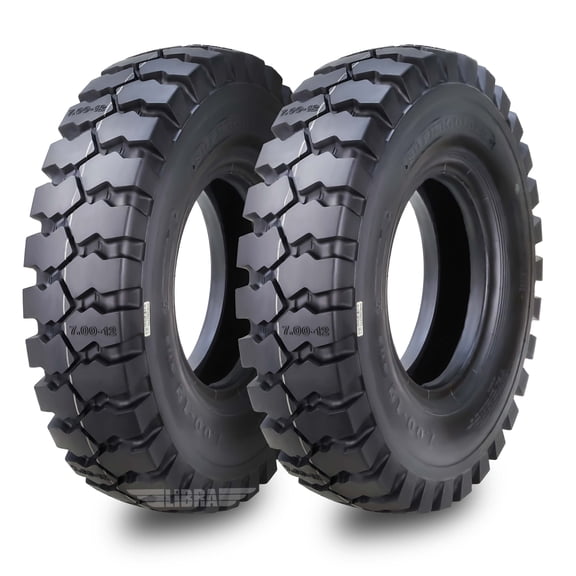 2 SUPERGUIDER Heavy Duty 7.00-12 /12TT Forklift Tires w/Tube Flap Rim Guard