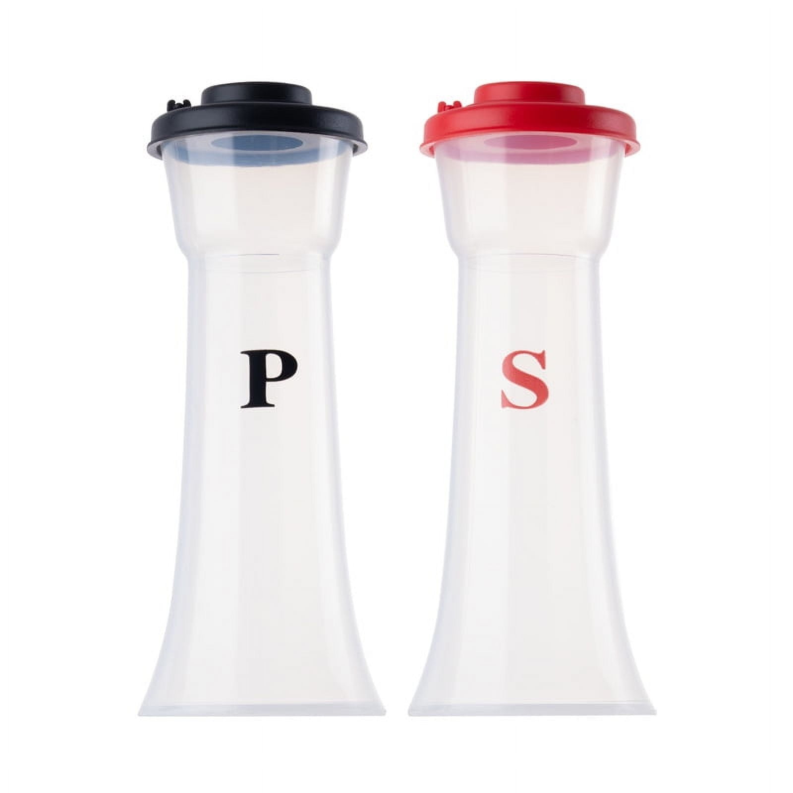 2 Salt and Pepper Seasoning Shakers, Salt Shakers with Lids, Flavor Shakers for Home Kitchen Restaurant Camping (Black+Red)