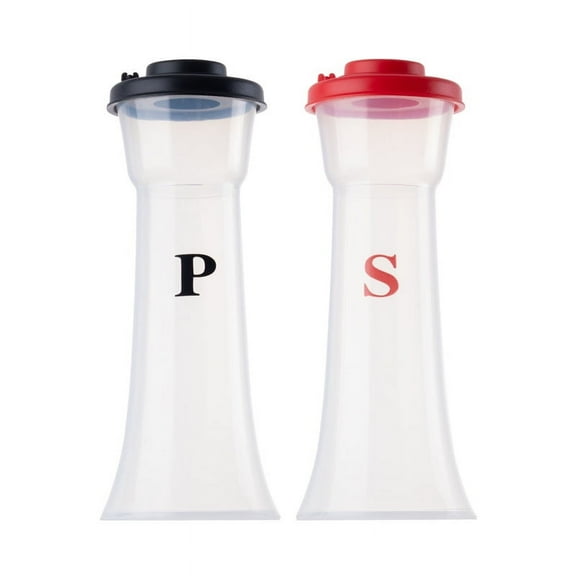 2 Salt and Pepper Seasoning Shakers, Salt Shakers with Lids, Flavor Shakers for Home Kitchen Restaurant Camping (Black+Red)