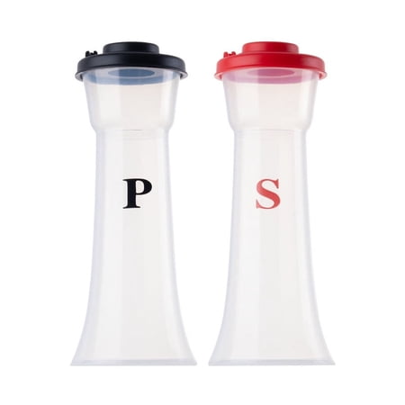 TEAMD 2 Salt and Pepper Seasoning Shakers, Salt Shakers with Lids, Flavor Shakers for Home Kitchen Restaurant Camping (Black+Red)