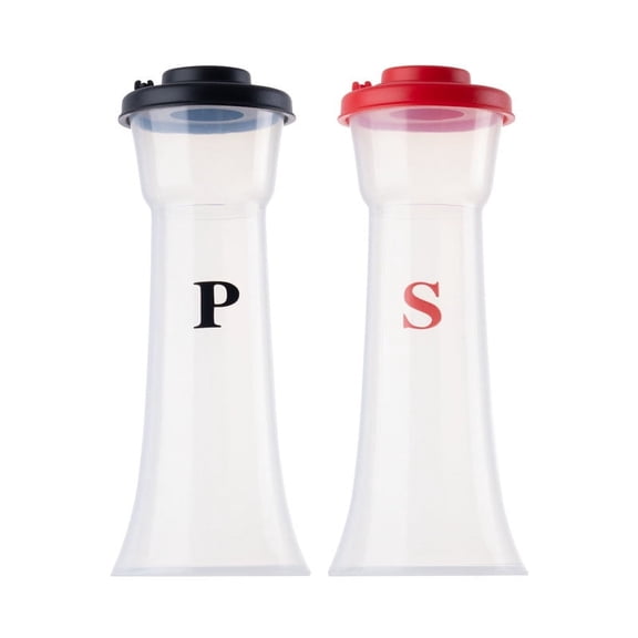 TEAMD 2 Salt and Pepper Seasoning Shakers, Salt Shakers with Lids, Flavor Shakers for Home Kitchen Restaurant Camping (Black+Red)