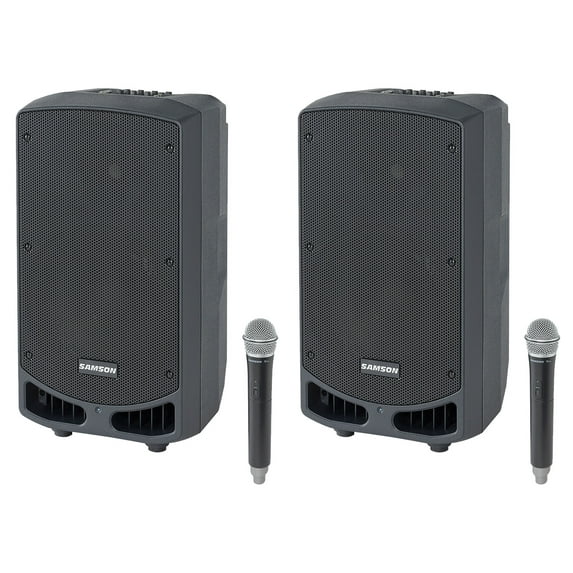 2) Samson Expedition XP310W-D 10" Portable Rechargeable Speakers w/Bluetooth+Mic