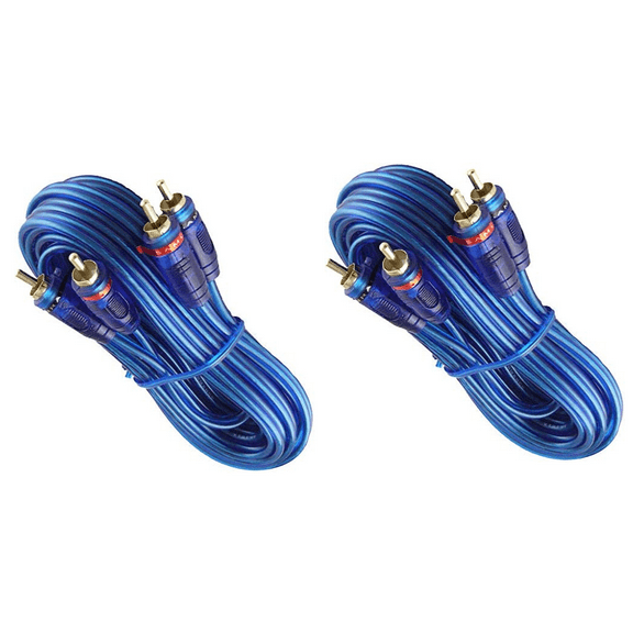 2 Samurai Audio 20 Ft 2 Ch Blue Twisted Car Amp RCA Jack Cable Interconnect 20ft