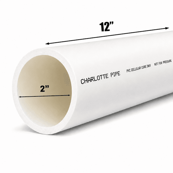2" Schedule 40 DWV PVC Foam Core Pipe for Drain Waste Vent, 12"