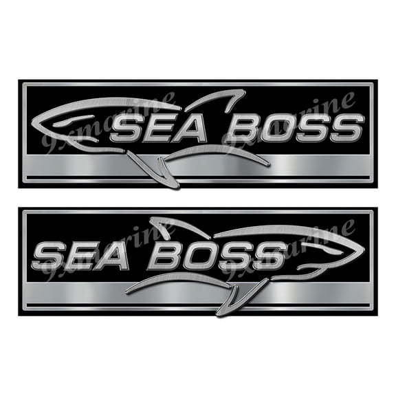 2 Sea Boss Boat Stickers. Remastered Name Plate
