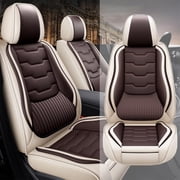 2 Seat Covers for 96% Honda Models,Leather Car Seat Cushions,Waterproof Seat Covers for Cars with Airbag,Interior AccessoriesStandard,Beige/Coffee