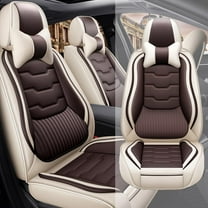 2 Seat Covers for 96% Honda Models,Leather Car Seat Cushions,Waterproof Seat Covers for Cars with Headrests,Interior Accessories(Luxury,Beige/Coffee)