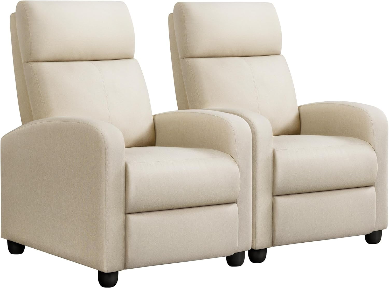 2Seat Fabric Pushback Recliner Chair with Thick Seat Cushion and