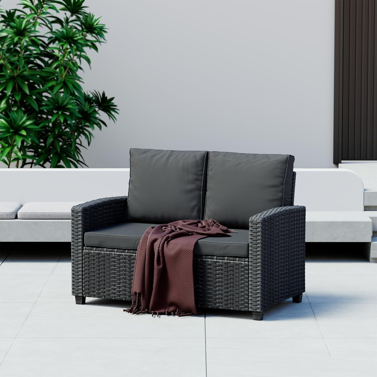 Seat Patio Furniture Set, Outdoor Wicker Sofa, All Weather High