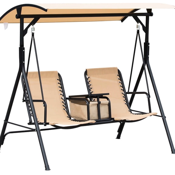2 - Seat Patio Glider with Storage Space / Great for Outdoor Relaxation / Protects from Dust and Leaves