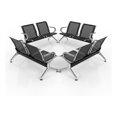 Sentado Reception Seating 2 Seat Reception Chair with Arms Matte Black Waiting Room Furniture ...
