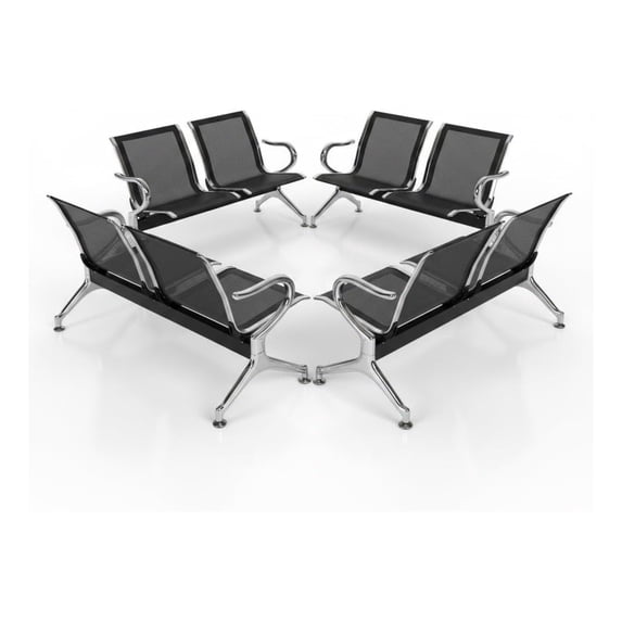 Sentado Reception Seating 2 Seat Reception Chair with Arms Matte Black Waiting Room Furniture ...