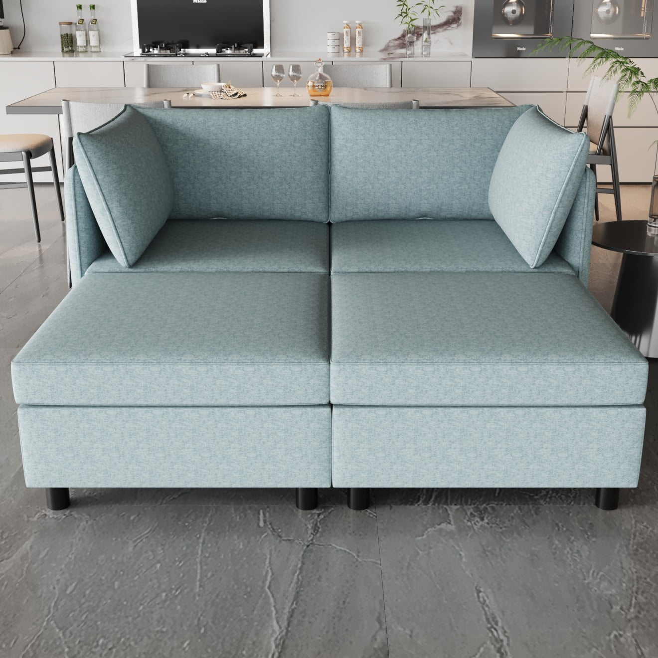 2 Seat Seat Couches with Storage, Modern Fabric Sofa Bed for Small ...