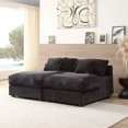 thumbnail image 1 of 2 Seat Sofa Couch Bed, Corduroy Upholstery Sleeper Sofa with Square Armrests & Removable Backrests, 74.8" Modern Luxury Daybed for Living Room Appartment Office, Black, 1 of 8