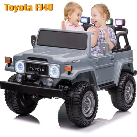 2 Seater 24V Ride on Car, Licensed Toyota Land Cruiser FJ40 Electric Truck with Remote Control, 4x80W Engine, Battery Powered Kid Car to Drive for Boy Girl, Gray