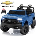 thumbnail image 1 of iRerts 24V 2 Seater Chevrolet Silverado Powered Ride on Truck with Remote Control, Bluetooth, LED Lights, Ages 3+, Blue, 1 of 11