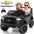 thumbnail image 1 of 24V 2 Seater Ride on Car for Kids, Licensed Chevrolet Silverado Ride on Toys Truck with Remote Control, Bluetooth, LED Lights, Kids Cars Electric Vehicles for Boys Girls Ages 3-8 Gifts, Black, 1 of 10