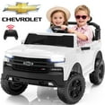 thumbnail image 1 of 24V 2 Seater Ride on Car for Kids, Licensed Chevrolet Silverado Ride on Toys Truck with Remote Control, Bluetooth, LED Lights, Kids Cars Electric Vehicles for Boys Girls Ages 3-8 Gifts, White, 1 of 10