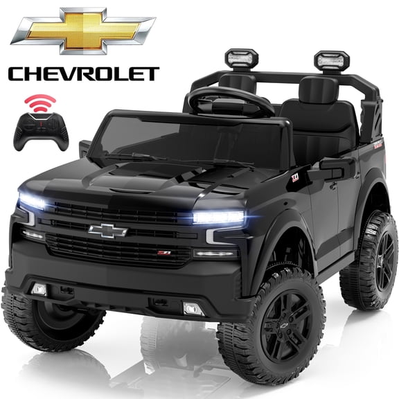 iRerts 24V Ride on Cars, Licensed Chevrolet Silverado 2 Seater Ride on Toys for Big Kids with Remote Control, Bluetooth, LED Light, 4 Wheel Suspension, Toddlers Electric Cars for Kids Ages 3-8, Black